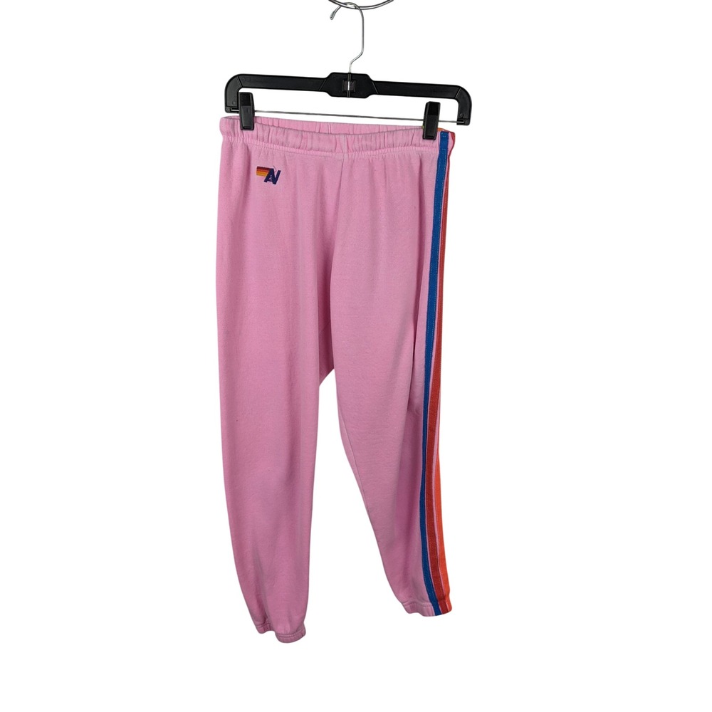 Aviator Nation Pink Rainbow Stripe Sweatpants Joggers XS Made in USA